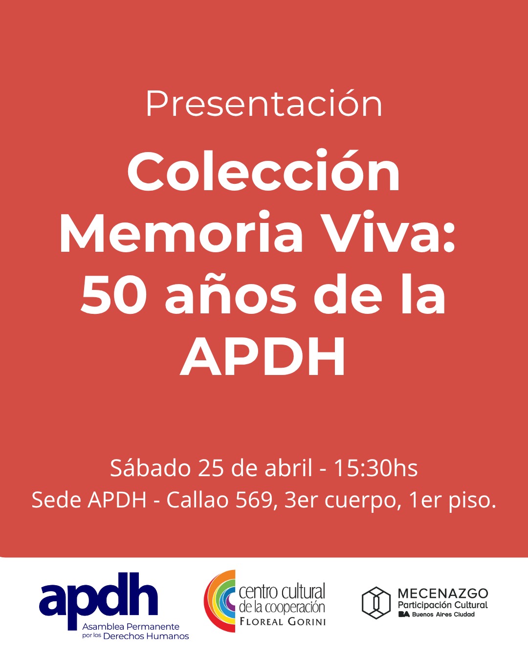 Flyer de la presentación de la colección memoria viva
